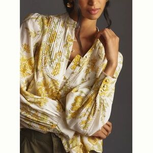 Anthropologie Long-Sleeve Floral Peasant Buttondown- Size M